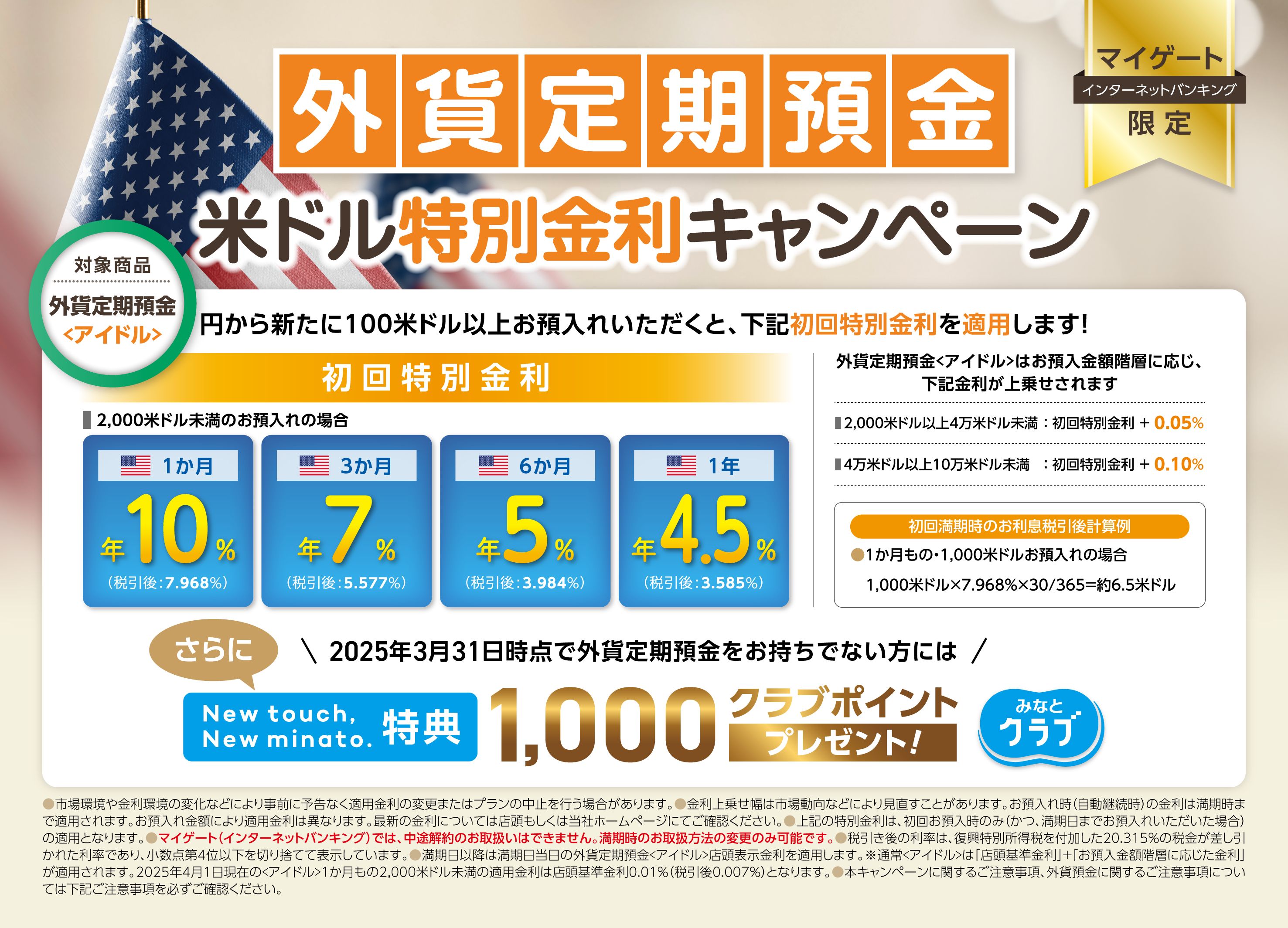 外貨定期預金　米ドル特別金利キャンペーン