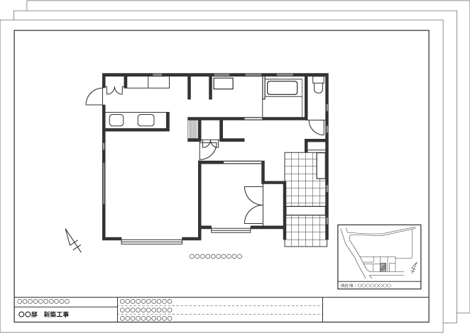 建物　プラン図（建物配置図および平面図（間取図）に代わるもの）