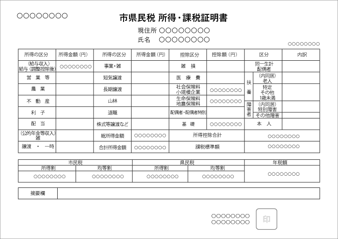 課税証明書（直近分）