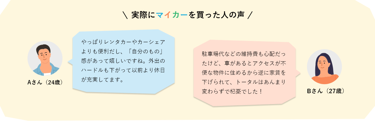 実際にマイカーを買った人の声（独身の方）