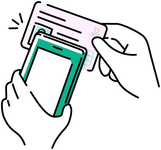 マイナンバーカードを読み取りするイラスト画像