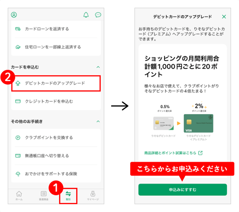 申込みフォームの画面